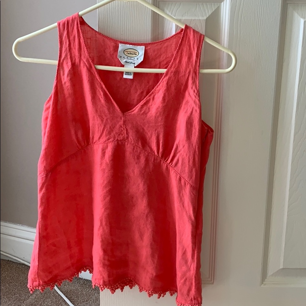 Talbot’s coral linen sleeveless top